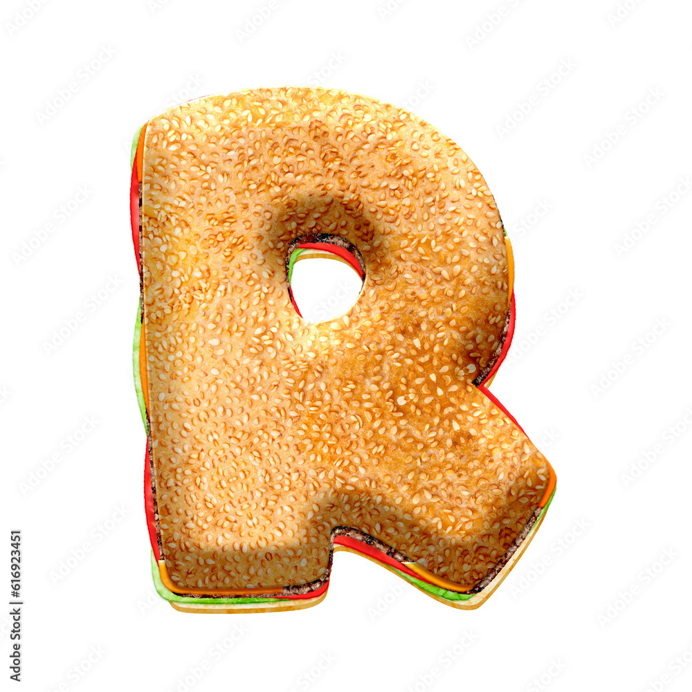 Poster burger 3d alphabet letters. this is a part of a set which also includes numbers, punctuation marks, 