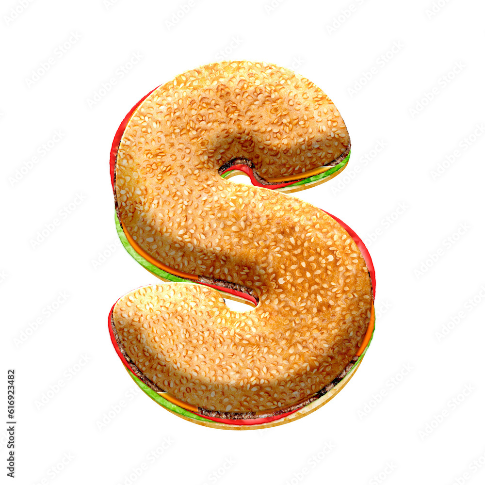 Poster burger 3d alphabet letters. this is a part of a set which also includes numbers, punctuation marks, 
