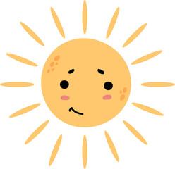 Fototapeta premium Hand-drawn sun with a smile. 
