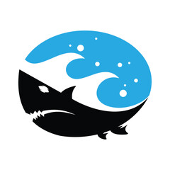 circular blue waves icon logo design, Ocean Wave Logo Design