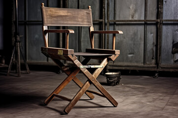 Movie Director Chair on a dark background. Generative AI