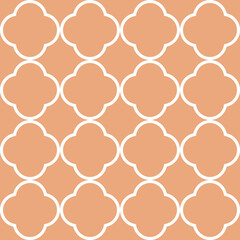 Moroccan Lattice Seamless Pattern in Beige pastelModern Elegant Backgrounds. Classic Quatrefoil Trellis Ornament.