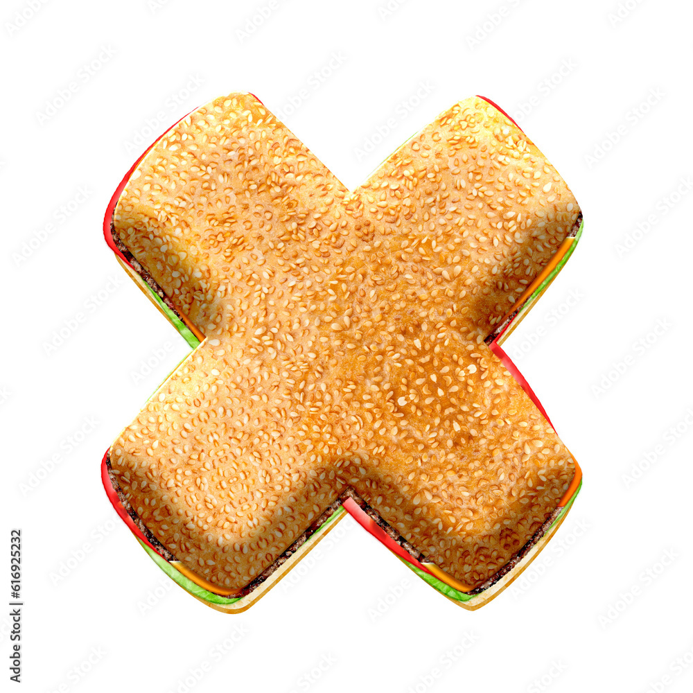 Poster burger 3d alphabet letters. this is a part of a set which also includes numbers, punctuation marks, 
