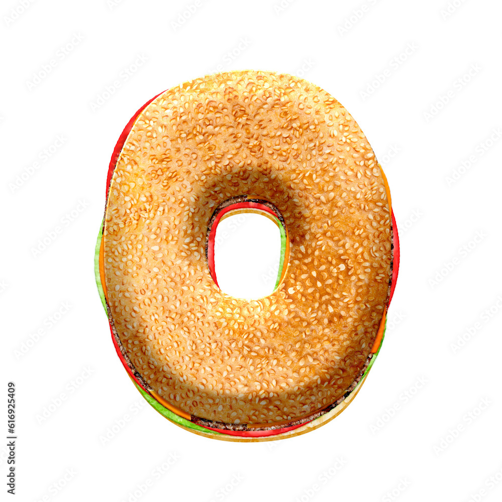 Poster burger 3d alphabet numbers from 0 to 9. this is a part of a set which also includes letters, punctua