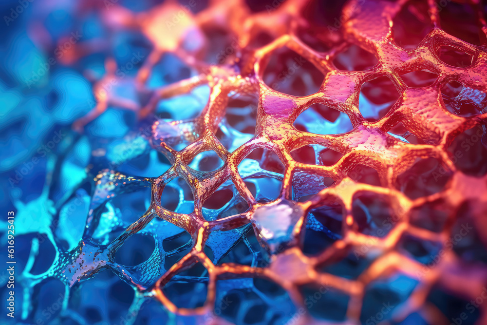 Aufkleber web abstract creative technology network background in neon colors extreme closeup. generative ai