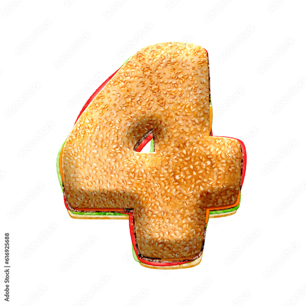 Poster burger 3d alphabet numbers from 0 to 9. this is a part of a set which also includes letters, punctua