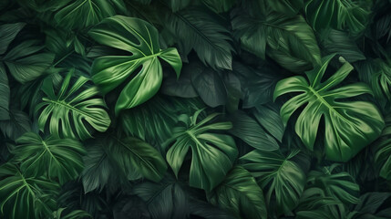 Naklejka na ściany i meble Dark green tropical leaf