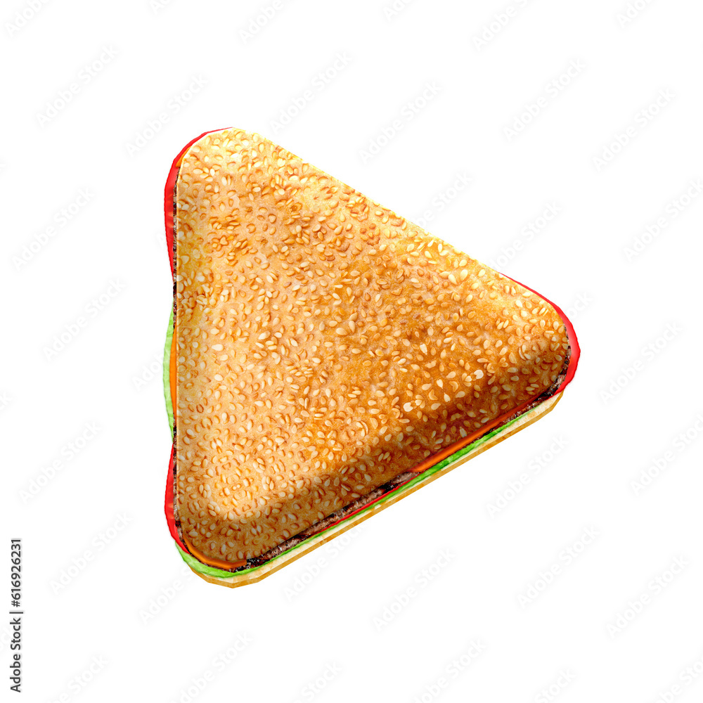 Poster burger 3d triangle shape pointing to the right. this is a part of a set which also includes letters,
