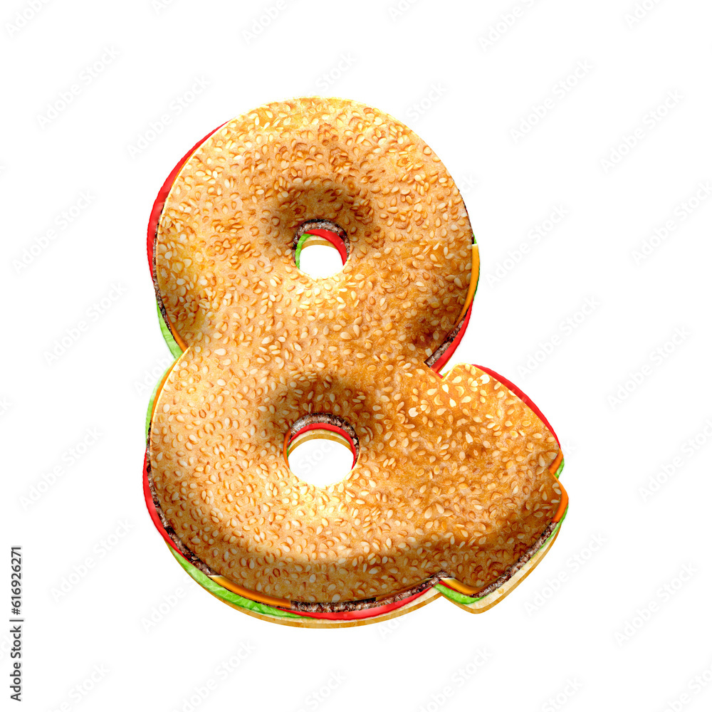 Poster burger 3d ampersand and symbol. this is a part of a set which also includes letters, numbers, and sh