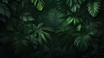Naklejka na ściany i meble Dark green tropical leaf