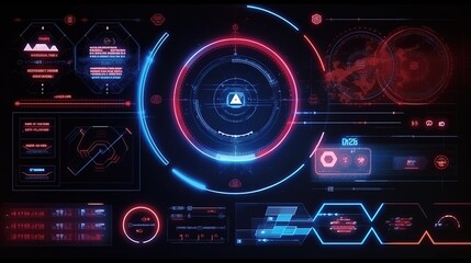 Abstract user interface technology, technology background. digital data. futuristic concept hud chart.Hud digital data interface hologram elements, GUI for game background design. Generative AI