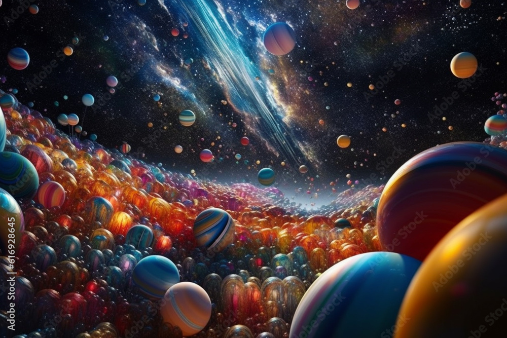 Leinwandbilder an abstract digital painting of balloons floating in a vast and atmospheric space, with cosmic eleme