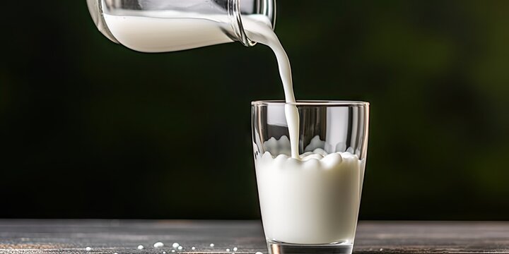 Fresh and healthy milk delight. Refreshing drink in a glass on wooden table with blur background