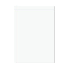 Paper lined notebook memo page white sheet template illustration for school education and office for background