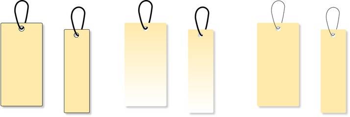 Paper Transparent background hangtag for products or gifts mockup with black ribbon and gradient detail, Transparent isolated design element