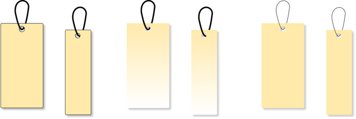 Cardboard or paper hangtag for products or gifts mockup with black ribbon and gradient detail, Transparent isolated design element