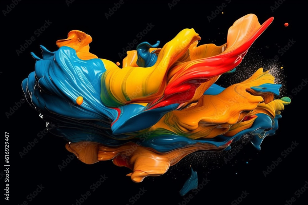 Poster  An abstract painting of an object that combines bold brushstrokes and contrasting colors to create a visually dynamic and expressive composition.  Generative AI technology.