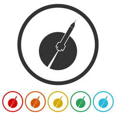 Rocket circle logo. Set icons in color circle buttons