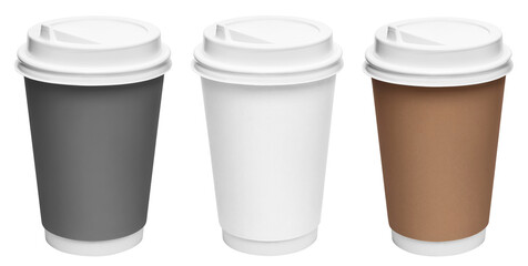Set of coffee cups cut out