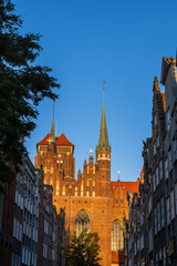 Gothic Church of St Mary at Sunrise in Gdansk, Poland
