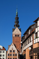 Fototapeta premium Elblag Old Town Skyline With Cathedral Tower
