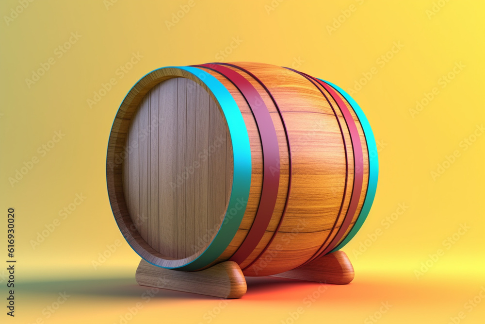 Poster A minimalist line drawing of a wine barrel, emphasizing its shape and structure in a clean and elegant manner.  Generative AI technology.