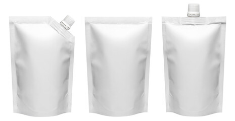 Set of white doypacks cut out