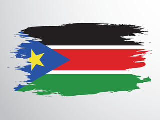 Flag of South Sudan painted with a brush