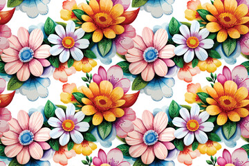 Floral shape watercolor seamless pattern.