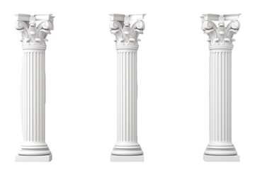 Transparent Background Isolated Architectural White Columns in Ionic Order. AI