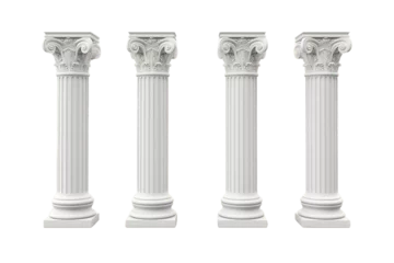 Deurstickers Transparent Background Isolated Architectural White Columns in Ionic Order. AI © Usmanify