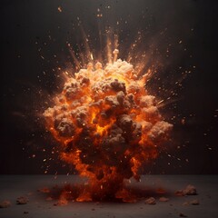 Realistic fiery explosion over a black background. generative ai - obrazy, fototapety, plakaty