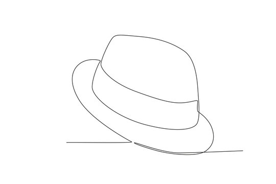 Vector continuous one line drawing of panama hat simple line art vector illustration
