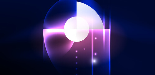 Neon light glowing circles vector abstract background