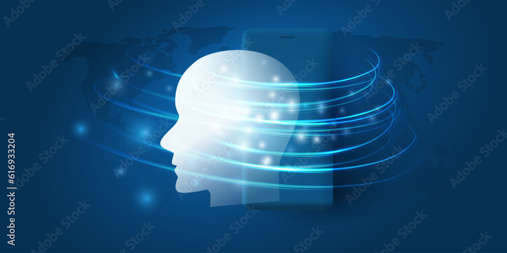 Poster futuristic blue machine learning, artificial intelligence, cloud computing, automated support assist