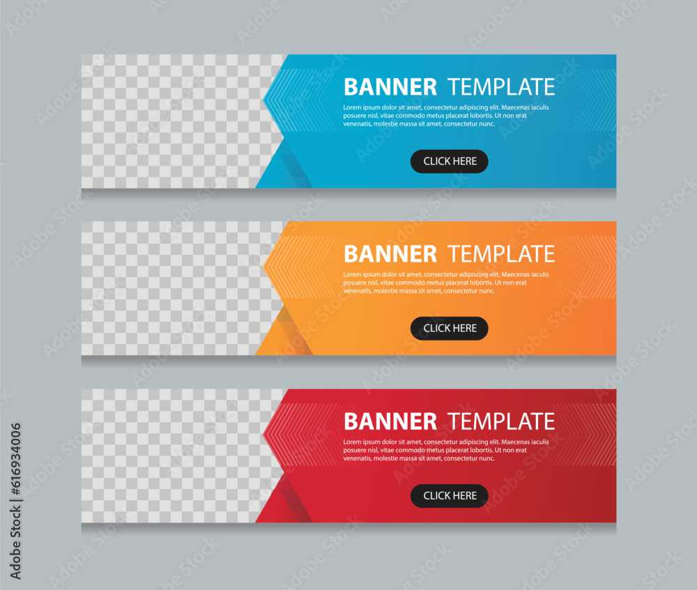 Fototapete Set of horizontal abstract web banner design template background gradients color. Suitable for web ads. Vector illustration with Space to add pictures.