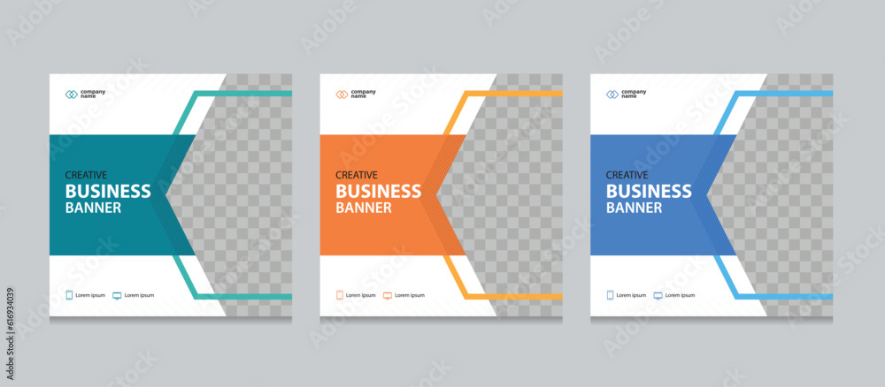 Poster set of editable square business web banner design template. suitable for social media post, instagra