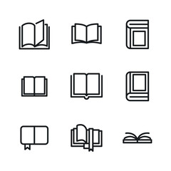 Stroke line icons set of book. 