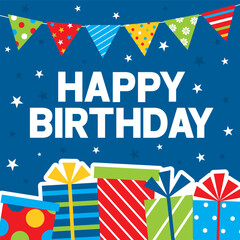 Obraz premium colorful birthday greeting card with birthday gifts design