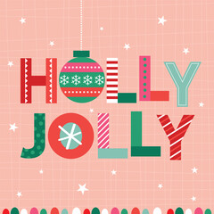 holly jolly christmas greeting card