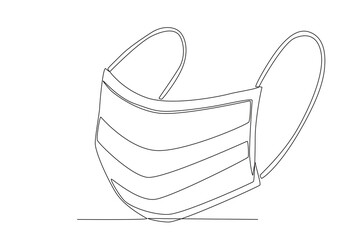 Vector one continuous line drawing medical face mask
