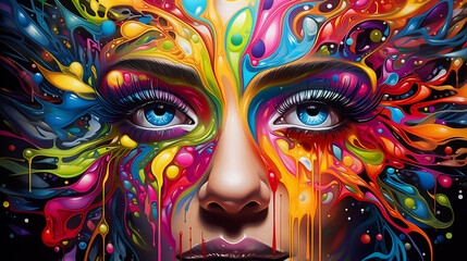 Colorful Vibrant Girl Abstract Background