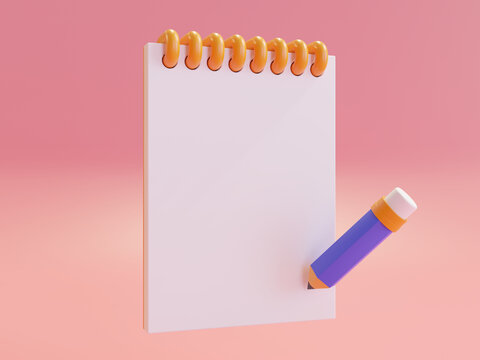 The pencil is drawing on a ringbook with copyspace in the concept of we can draw the future theme, 3D illustration