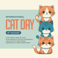 Hand drawn international cat day illustration