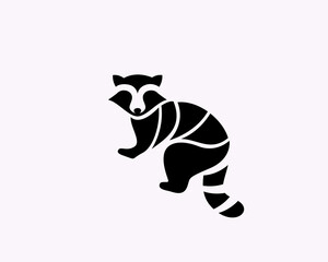 raccoon interested look side art logo symbol design template illustration inspiration