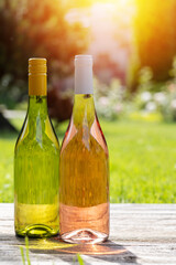 White and rose wine bottles