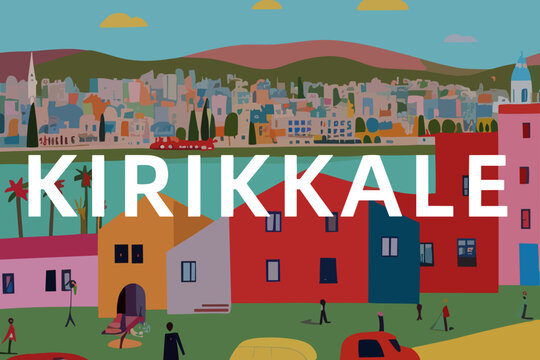 Kırıkkale: Modern illustration of a Turkish scene with the name Kırıkkale in Kırıkkale