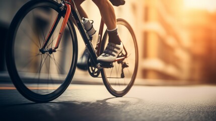 A cyclist's legs spin the pedals. Generative AI