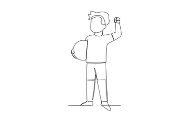 Vector continuous line drawing of basketball player in action basketball player ribbling ball simple line art with active
