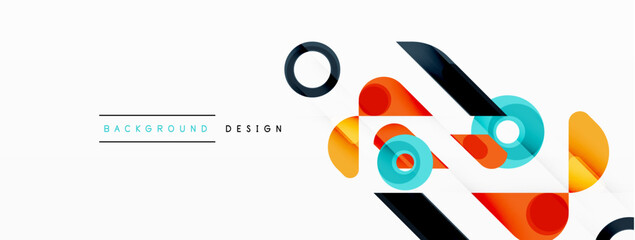 Colorful triangles and circles abstract background. Design for wallpaper, banner, background, landing page, wall art, invitation, prints, posters